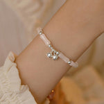 Buddha Stones 925 Sterling Silver Natural White Jade Bamboo Bell Charm Luck Happiness Bracelet