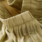 Buddha Stones Summer Embroidery Double Layer Cotton Linen Women's Wide Leg Pants With Pockets