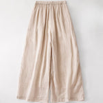 Buddha Stones Summer Embroidery Double Layer Cotton Linen Women's Wide Leg Pants With Pockets