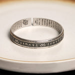 Buddha Stones Om Mani Padme Hum Heart Sutra Mantra Lotus Peace Meditation Cuff Bracelet Bangle