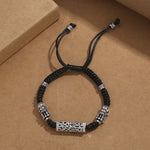 Buddha Stones Tibetan Black String Copper Om Mani Padme Hum Pixiu Protection Braided Bracelet