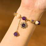 Buddha Stones Natural Amethyst Pearl Sunflower Communication Bracelet