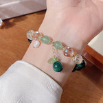 Buddha Stones Natural Green Tiger Eye Beads Green Leaf Positive Bracelet