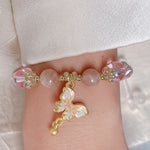 Buddha Stones Natural Amethyst Sun Stone Butterfly Peace Bracelet