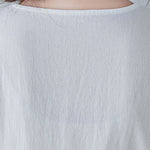 Buddha Stones Casual Bohemia Embroidery Floral Simple Design Three Quarter Sleeve V-Neck Cotton Linen Maxi Dress