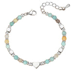 Buddha Stones Natural Stone Amazonite Amethyst Lazurite Rose Quartz Heart Positive Balance Bracelet