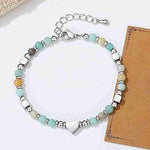 Buddha Stones Natural Stone Amazonite Amethyst Lazurite Rose Quartz Heart Positive Balance Bracelet