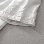 Buddha Stones Summer White Pure Color Embroidery Leaf Flower V-Neck Short Sleeve Midi Dress With Pockets