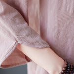 Buddha Stones Vintage Summer Stereoscopic Flower Embroidery Three Quarter Sleeve Frog-Button Cotton Linen Women's Shirt