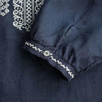 Buddha Stones Ethnic Embroidery Bohemian Pattern Long Sleeve Crew Neck Women's Shirt