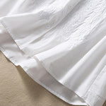 Buddha Stones Summer Plain Button Embroidery Flower Pattern Three Quarter Sleeve Lapel Women's Shirt