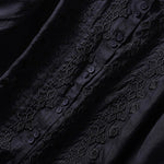 Buddha Stones Summer Plain Button Embroidery Flower Pattern Three Quarter Sleeve Lapel Women's Shirt