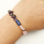 Buddha Stones Best Friends Forever Amethyst Rose Quartz Lazurite Spiritual Bracelet