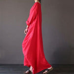 Buddha Stones Solid Color Three Quarter Sleeve Cotton Women's Maxi Dress