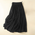 Buddha Stones Plain Lace Up Elastic Waist Women's Skirt With Pockets