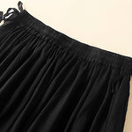 Buddha Stones Plain Lace Up Elastic Waist Women's Skirt With Pockets