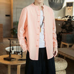 Buddha Stones Casual Stand Collar Frog-Button Long Sleeve Tang Suit Men's Shirt