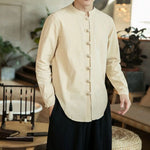 Buddha Stones Casual Stand Collar Frog-Button Long Sleeve Tang Suit Men's Shirt