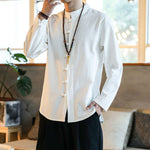 Buddha Stones Casual Stand Collar Frog-Button Long Sleeve Tang Suit Men's Shirt