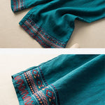 Buddha Stones Casual Embroidery Bohemian Pattern Drawstring Women's Wide Leg Pants With Pockets