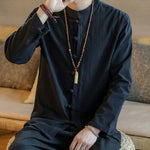 Buddha Stones Casual Stand Collar Frog-Button Long Sleeve Tang Suit Men's Shirt
