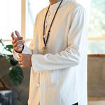 Buddha Stones Casual Stand Collar Frog-Button Long Sleeve Tang Suit Men's Shirt