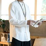 Buddha Stones Casual Stand Collar Frog-Button Long Sleeve Tang Suit Men's Shirt