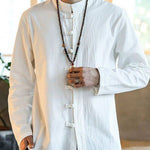 Buddha Stones Casual Stand Collar Frog-Button Long Sleeve Tang Suit Men's Shirt