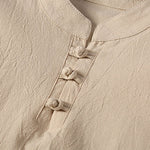 Buddha Stones 2Pcs Solid Color Frog-Button Tang Suit Cotton Linen Short Sleeve Pants Clothing Men's Set