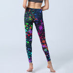 Buddha Stones Black Splash Ink Print Exercise Leggings Women's Yoga Pants
