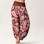 Buddha Stones Cotton Casual Paisley Pattern Women's Elastic Waist Harem Pants