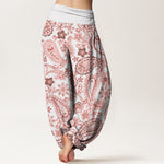 Buddha Stones Cotton Casual Paisley Pattern Women's Elastic Waist Harem Pants