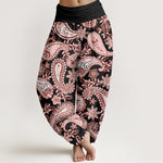 Buddha Stones Cotton Casual Paisley Pattern Women's Elastic Waist Harem Pants