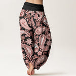 Buddha Stones Cotton Casual Paisley Pattern Women's Elastic Waist Harem Pants