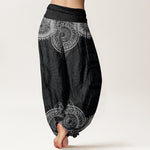 Buddha Stones Cotton Circular Mandala Design Women's Elastic Waist Harem Pants