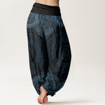 Buddha Stones Cotton Circular Mandala Design Women's Elastic Waist Harem Pants