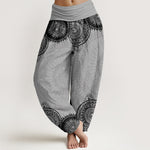 Buddha Stones Cotton Circular Mandala Design Women's Elastic Waist Harem Pants