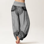 Buddha Stones Cotton Circular Mandala Design Women's Elastic Waist Harem Pants