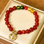 Buddha Stones Red Agate Om Mani Padme Hum Five Directions Gods of Wealth Zircon Cyclone Charm Self-acceptance Bracelet