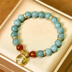 Buddha Stones Natural Green Jade Om Mani Padme Hum Cyclone Charm Luck Bracelet