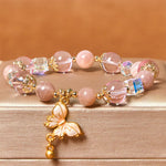 Buddha Stones Natural Amethyst Sun Stone Butterfly Peace Bracelet