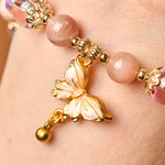 Buddha Stones Natural Amethyst Sun Stone Butterfly Peace Bracelet