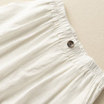 Buddha Stones Summer Casual Plain Zipper Button Cotton Linen Women's Shorts With Pockets