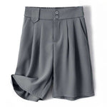Buddha Stones Summer Casual Zipper Button Loose Plain Cotton Linen Women's Shorts With Pockets