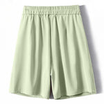 Buddha Stones Summer Casual Zipper Button Loose Plain Cotton Linen Women's Shorts With Pockets