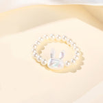 Buddha Stones 3mm Tridacna Stone Bead Rabbit Blessing Elastic Ring