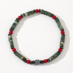 Buddha Stones Natural Green Stone Hematite Red Coral Powerful Bracelet