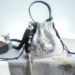 Buddha Stones Embroidered Magnolia Plum Blossom Cotton Linen Tote Crossbody Bag Shoulder Bag Handbag