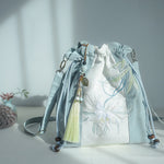 Buddha Stones Embroidered Green Pear Blue Epiphyllum Canvas Tote Crossbody Bag Shoulder Bag Handbag