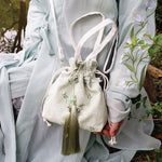 Buddha Stones White Flowers Green Leaves Canvas Tote Crossbody Bag Shoulder Bag Handbag